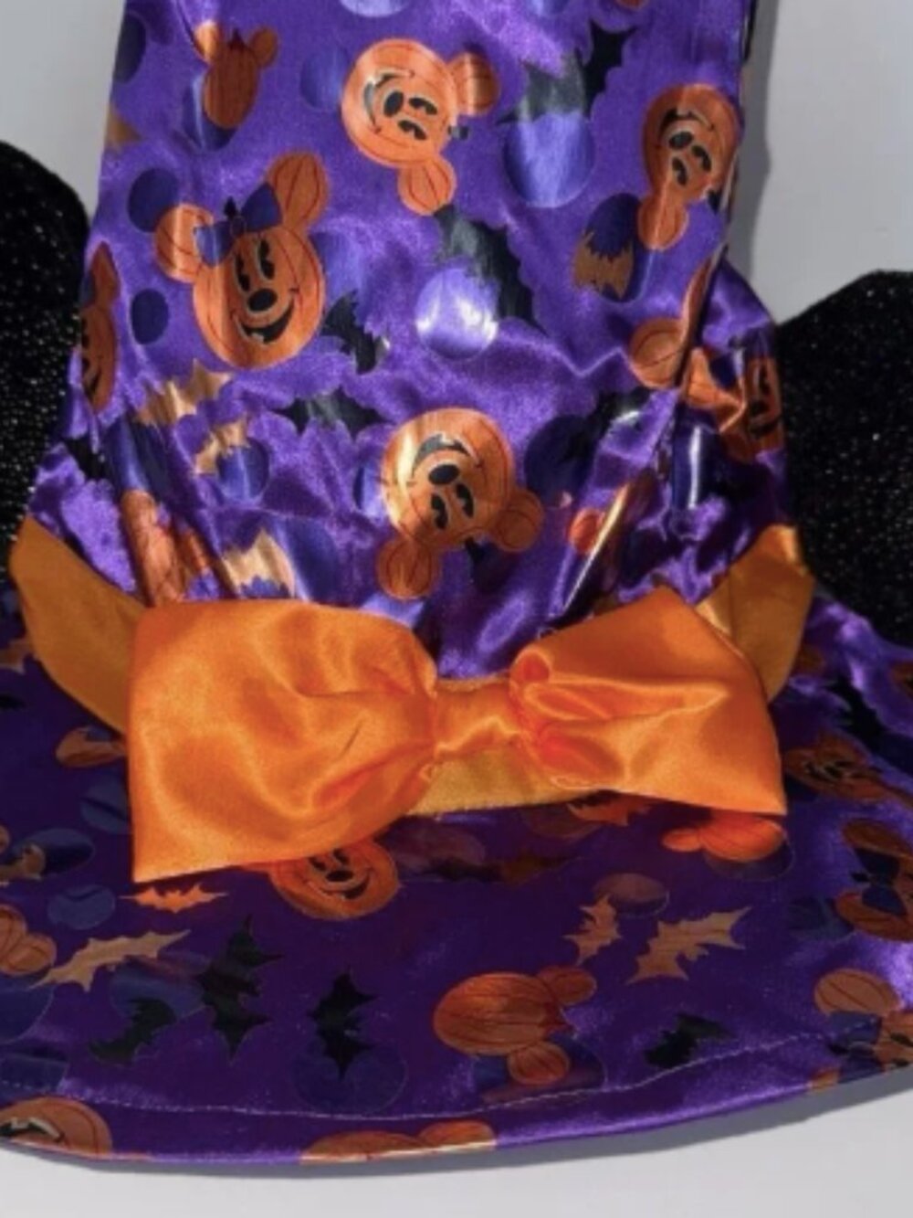 Disney Parks Witch Hat Mickey Mouse Ears Halloween Purple Orange Satin One Size - Picture 3 of 4